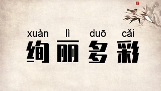 lì duō cǎi]繁体[絢麗多彩]年代[当代成语]近义词[五彩缤纷]反义词